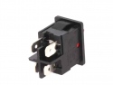 Switch rocker snap-in on/off rectangular red DPST 4A/250V IP40